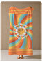 Orange Retro Rainbow and Sun Pattern 70X150 Beach Towel - Digital Printed Bath Towel - 4