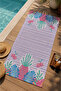 Pastel Striped Tropical Leaf Border Patterned 70X150 Beach Towel - Cotton Bath Towel - 3