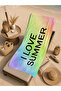 Pastel Batik I Love Summer Written 70X150 Beach Towel - Digital Printed Fade-Resistant Bath Towel - 5