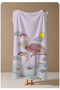 White Minimal Flamingo and Sun Patterned 70X150 Beach Towel - Digital Printed Fade-Resistant Bath Towel - 4