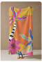 Orange Pink Yellow Modern Tropical Floral and Abstract Form Pattern 70X150 Beach Towel - Digital Printed Bath Towel - 4