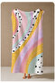 Pastel Yellow Pink Wavy Stripe and Dot Pattern 70X150 Beach Towel - Digital Printed Bath Towel - 4