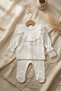 Ecru Aria Vintage Lace Detailed 100% Cotton Ruffled Baby Set - Stylish and Soft Baby Top and Bottom S - 2