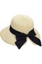 Women's straw hat wide brim windproof foldable beach. - 4