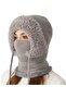 Women's winter balaclava off-white fleece ski windproof cold weather.