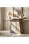 Modern Console Table with Faux Marble Top and Metal Design – Light Gray - 3