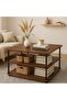 Walnut Finish 3-Layer Coffee Table with Open Storage Modern Side Coffee Table - 5