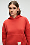 Clarie women's organic cotton oversize kangaroo pocket hooded red sweatshirt