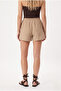 Women's Jamie 100% Cotton Muslin Light Beige Shorts with Elastic Waist - 5
