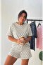 Women's White Polka Dot Short Sleeve Shorts Pajama Set – Crew Neck Comfortable Loungewear - 2