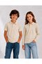 Girls & Boys Unisex Beige 100% Cotton Polo Collar Long and Short Sleeve 2-Piece T-Shirt - 2