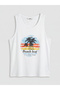 Nevavm with Difference Oval Collar Florida Printed Men's Sleeveless T-Shirt - 4