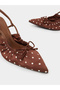 Brown Polka Dot Slingback High Heels - 3