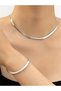 Silver Herringbone Necklace and Bracelet Set - 3