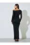 Black Solid One Shoulder Neck Bodycon Maxi Dress - 4