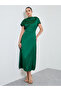 Green Solid Tie-Up Short Sleeves Details Midi Dress