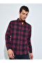 Maroon Checked Long Sleeves Regular Fit Shirt - 3