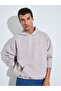 Men Grey Oversized Fleece Hoodie with Kangaroo Pocket