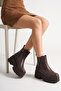Leona Brown Rustic Women's Daily Flat Zippered Comfortable Stylish Rustic Wedge Heel Boots & Booties - 7