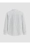Ozmarka New Season Navy Blue Regular Fit Striped Gabardine Men's Shirt - 5
