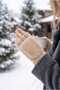 Women's Angora Knitwear Capped Cut-Out Gloves