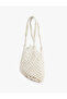 Knitted Textured Long Handle Lined Drawstring Large Mesh Shoulder Bag - 3