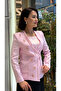 Women's Linen Jacket Pink Blazer Jacket |   Sequined Detailed Long Sleeve Stylish Jacket Double-Breasted Jacket - 2