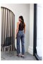 Suede Belted Leg-Cut Orj Jeans - 5