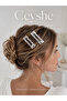 Pinterest 2-Piece Shiny Silver Rectangular Wavy Imported Silver Plated Thick Metal Snap Hair Clip - 3