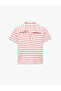 Slim Fit Viscose Blended Short Sleeve Striped Polo Collar T-Shirt