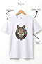 Wolf Figured Turkey Flag Gray Wolf Alpha Turkish Flag Printed 100% Cotton Crew Neck Basic Tshirt