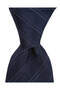 White Striped Navy Blue Silk Tie – 8 cm Wide - 6