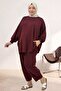 67069 Plus Size Low Sleeve Modal Pants Suit - Burgundy