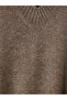 Brown V-Neck Oversize Women's Knitwear Sweater - 7