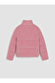 Pink Stand Collar Velvet Girls' Puffer Coat - 4