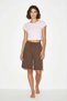 Women's Cotton Linen Brown Shorts with Elastic Waist and Tie Pocket Detail