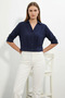 Women's Short Sleeve Oversize Cut Navy Blue Shirt - 4