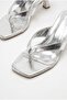 Women's Blunt Toe Flip Flop Heeled Slippers Sandals Silver - 4