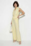 Women's Zippered Double Pocket Adjustable Vest with Elastic Waist Modal Yellow Set - 2