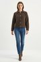 Women's Polo Collar Soft Textured Buttoned Knitwear Bitter Brown Cardigan - 3