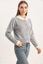 Women's Baby Collar Sleeve Detailed Knitwear Gray Cardigan - 3