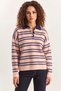 Women's Polo Collar Striped Knitwear Pink Sweater - 7