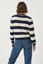 Women's Striped Knitwear Navy Blue Ecru Cardigan - 6