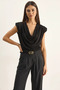 Women's Padded Collar Viscose Black Blouse - 6