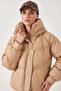 Women's Hooded Inflatable Beige Coat - 5
