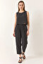 Women's Thick Strap Blouse with Elastic Waist Modal Black Set