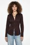 Women's Tie-Dye Detailed Waist-Fitted Cotton Shirt Dg Bitter Brown