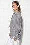 Women's Oversized Smoked Shirt with Ruffle Cuff Detail - 5