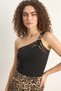 Women's One-Shoulder Knitted Detailed Knitwear Black Blouse - 6