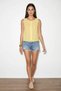 Women's Cotton Ornamental Button Detailed Tassel Embroidered Linen Textured Yellow Blouse - 3